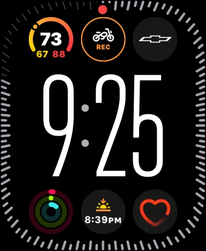 The complication showing a ride in progress