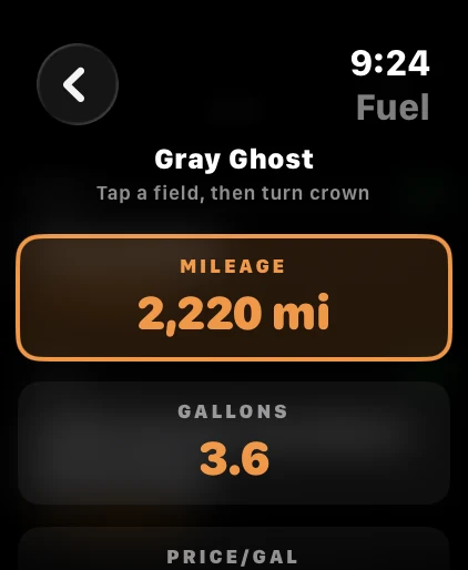 Logging fuel with the Digital Crown